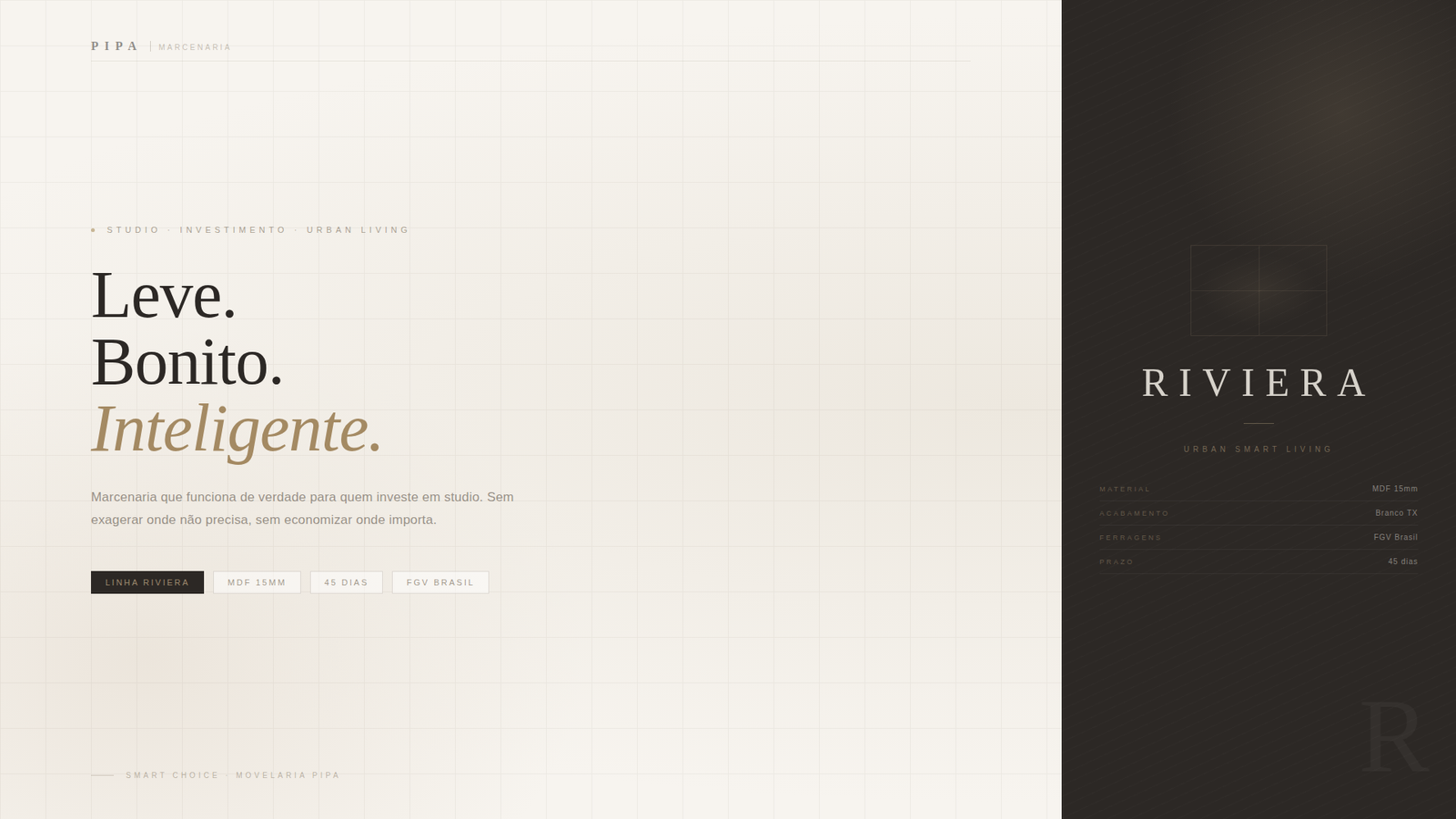 Marcenaria para studio de investimento — Linha Riviera PIPA